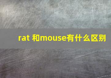 rat 和mouse有什么区别